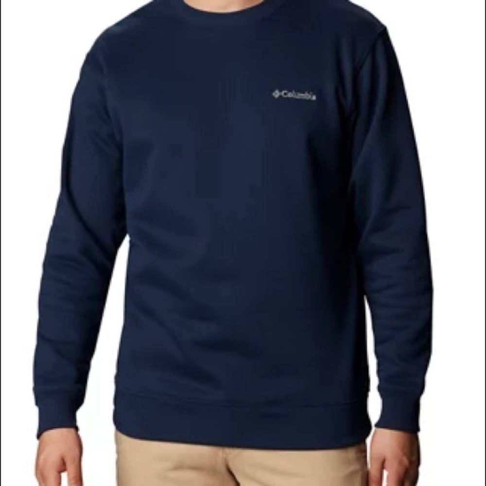 Columbia Cotton Blend Crewneck Long Sleeve Pullover in Navy